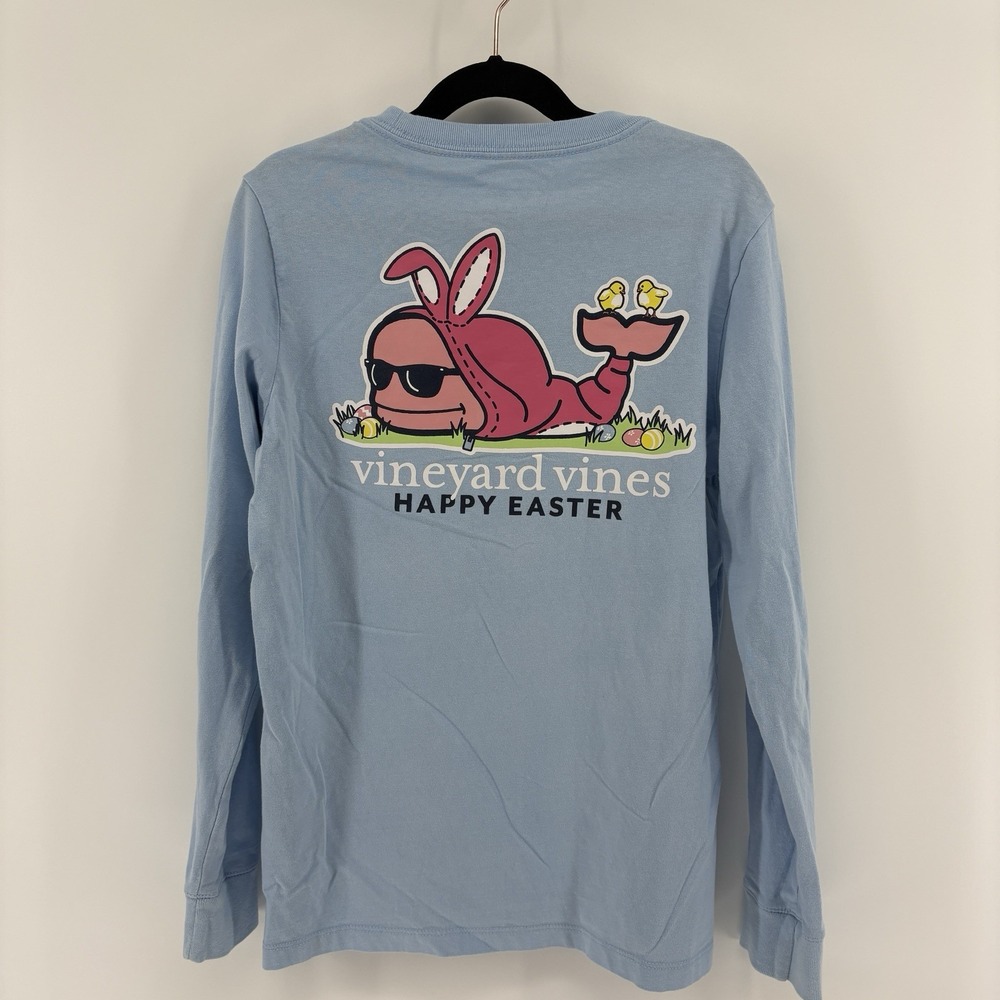 Vineyard Vines long-sleeve Easter bunny whale pocket t-shirt size Small